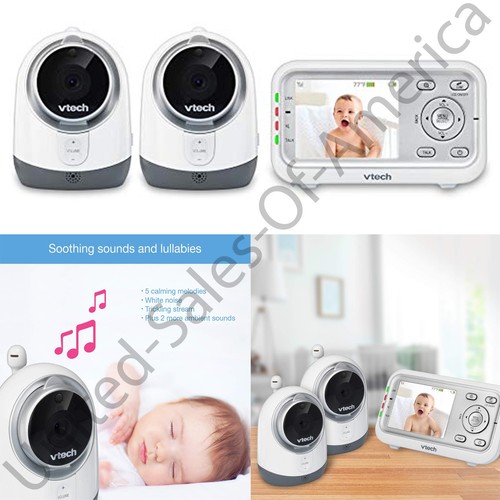 Video Baby Monitor Infrared Night Vision Temperature Sensor 2 Cameras VTech Gift