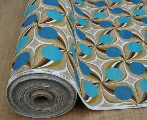 contre collé sur papier X 1.30m Tissu Vintage /"Beldécor/" Coupon de 10m 1970/'