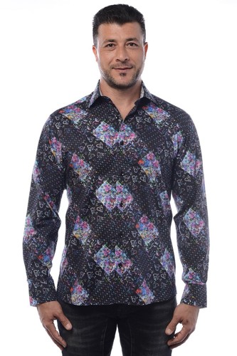 MASUTTO FLACO//18 Men Dress Long Sleeve Shirt Bugatchi Robert Graham BERTIGO