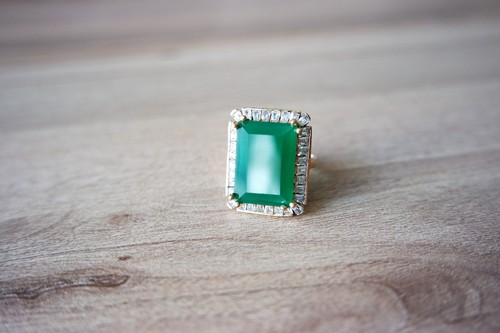 925 Sterling Silver Emerald Vintage Turkish Handmade Ring 6-12