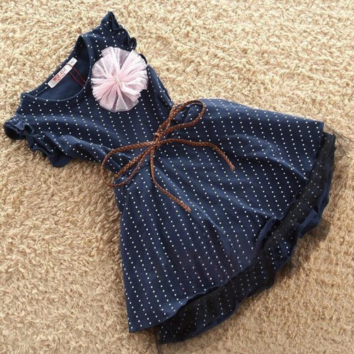 Baby Girl enfants princesse robe Polka Dot Parti sans manches Robes de mariée c hck