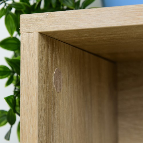 HOMCOM Bücherregal mit 5 Fächer Standregal Eckbücherregal P2 Spanplatte Eiche
