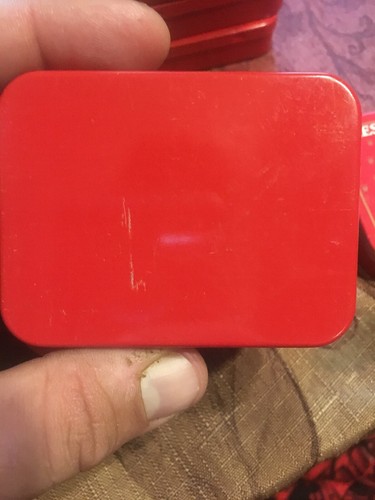 PRE-OWNED * Celestial Seasonings CELEBRATING TEA TIME Red Multi-Colors Tea Tin *