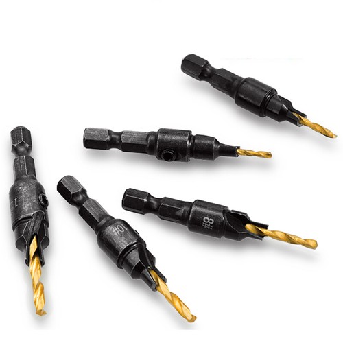 Countersink Drill Bits Wood Reamer Chamfer Drilling Woodworking Tools 5Pcs// Set