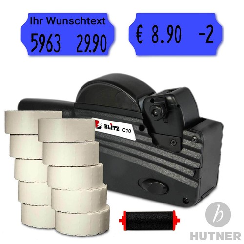 SET Blitz C10 Preisauszeichner inkl 10 Rollen Etiketten 26x12 WR 1 Farbrolle