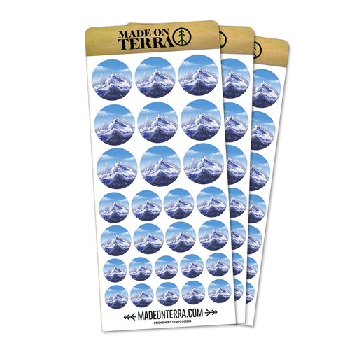 Snowy Mountain Peak Removable Matte Sticker Sheets Set