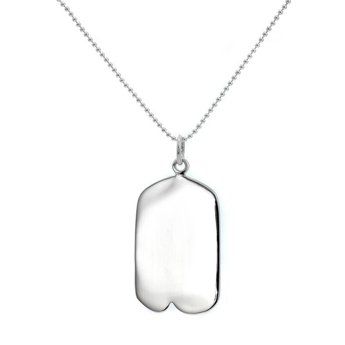 Large 925 Real Sterling Silver Engravable Pendant w Dimple on Chain Personalised