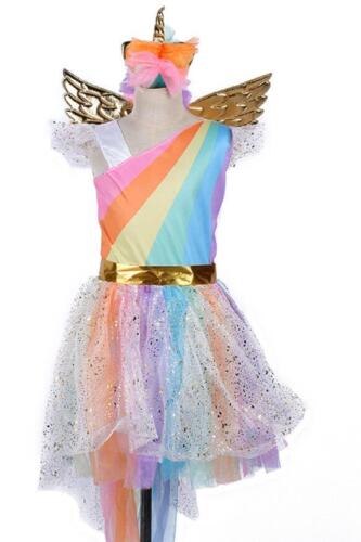 Kid GIRL Halloween Unicorn Costume FANCY DRESS Cosplay Party Book Week Suit zr
