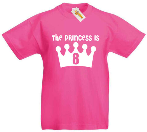 Princess is 8 NEW T-Shirt 8th Birthday Gifts Xmas Presents For 8 Year Old Girls 