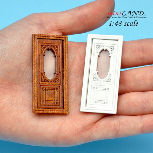 1:48 1//4/" quarter scale door quality white with Plexiglass dollhouse miniature