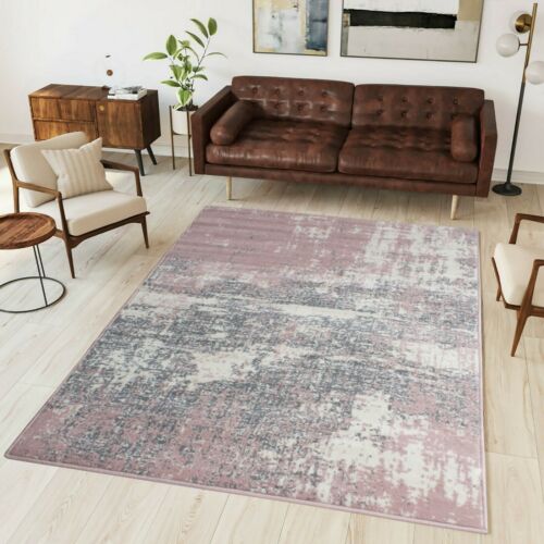 NEW Grey & Pink Rugs For Kitchen Abstract Design Modern Runner Rug for Hallway 