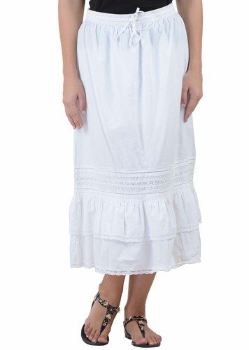 White Cotton Skirt Sizes Xs-XXXXL Skirt SK 92