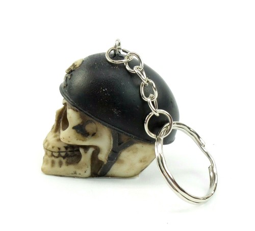 Keychain Skull Head With Helmet Skeleton Head Biker Gothic Halloween Skulls