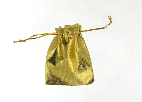 small x 12 drawstring gift bags//pouch in gold /& gold thread tie wedding kJ