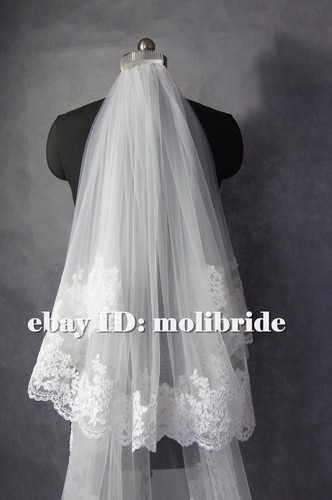 Handmade Two Tier Cathedral Long Soft tulle Lace Bridal Accessories Veils