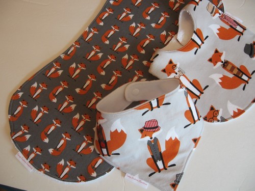 Baby Boy Bib//Burp Cloth Gift Set//Create Your Own// Foxes//Baby Shower Gift
