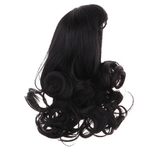 Doll DIY Cosplay Wig Curly Hair for 16inch Salon Doll Child Changing Black