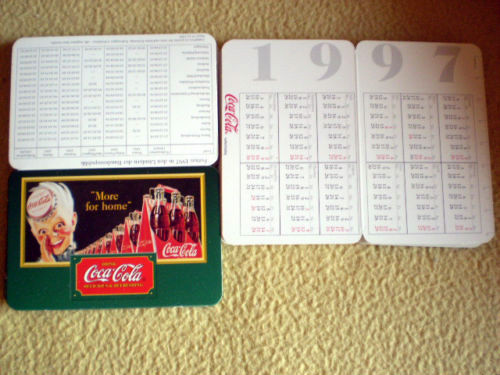 Taschenkalender von COCA COLA 12x 9 cm 1997 Motiv /"MORE FOR HOME/" NEU Falt