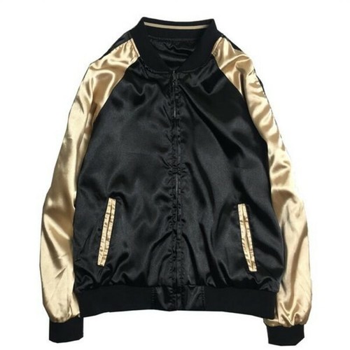 Mens Sukajan Jackets Japanese Style Embroidery Ukiyo-e Loose Youth Casual Coats