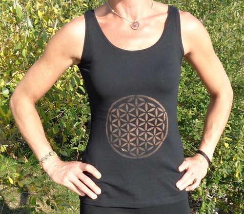 Fleur de la vie Shirt Flower of Life Yoga Pilates Débardeur Goa Inde taille 36//S