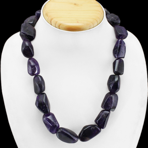 BRILLIANT STRIKING 688.00 CTS NATURAL BOLIVIAN AMETHYST BEADS NECKLACE STRAND