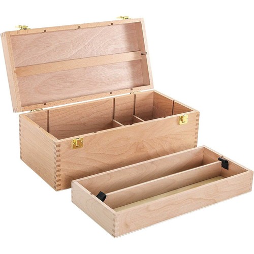 Art Supplies Organizer Craft Storage Box Container Artist Large Toolbox Wooden