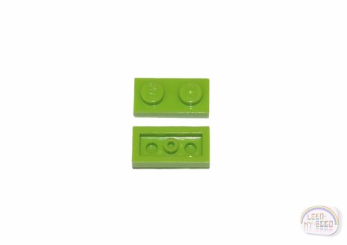 New - Lime 1 x 2 Plate 40-ea LEGO Tile, Brick 3-Buck Bag