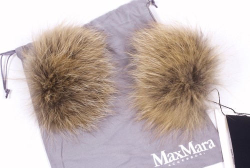 S Max Mara ALCESTE Natural Fox Fur Wrist Accessory Msrp $395.00 Made in Italy