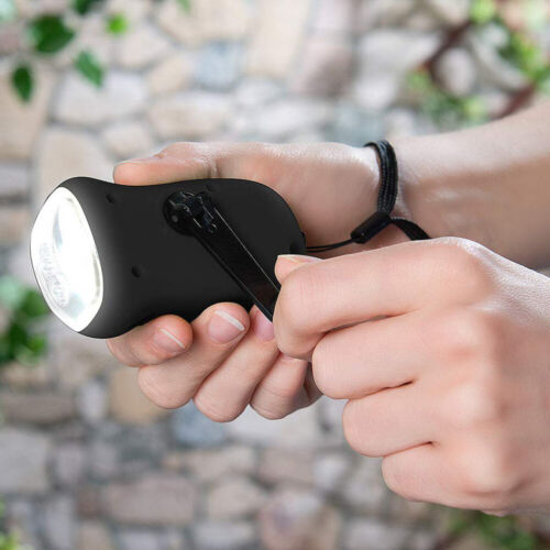 LED Solar Power Emergence Flashlight Hand Crank Wind Up Camping Torch Light