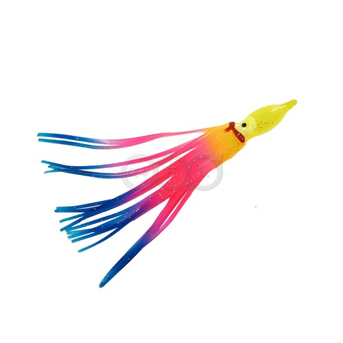 50pcs 4-3//4/" Rainbow Squid Skirts Octopus Hoochies Rock Fish soft plastic Lure