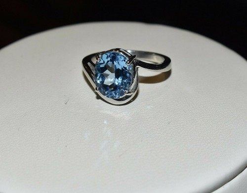 Details about / 925 Sterling Silver Natural Gemstone Blue Topaz Women Ring Engagement Ring