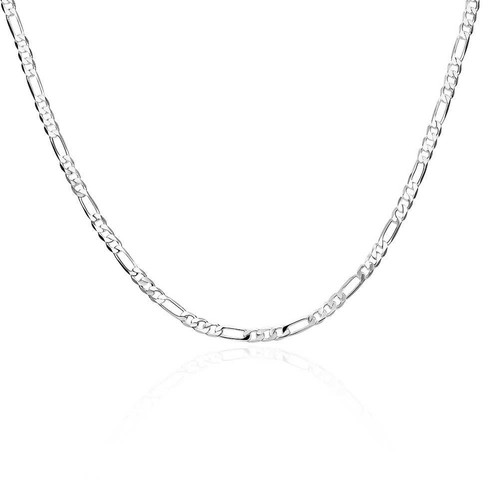 925 Sterling Silver Filled 4MM Classic Figaro Chain Necklace Wholesale 16/" 30/"