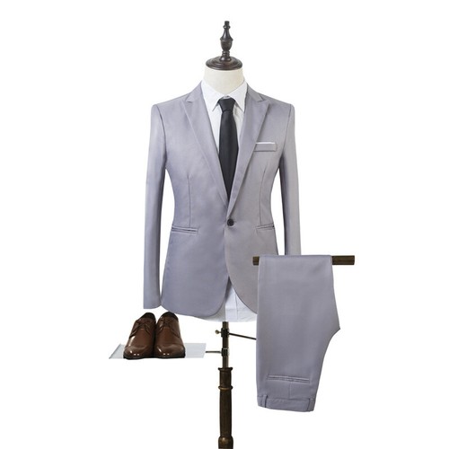 US Men Tuxedos Jacket Pants Slim Fit Business Formal Groom Wedding Blazer Suit