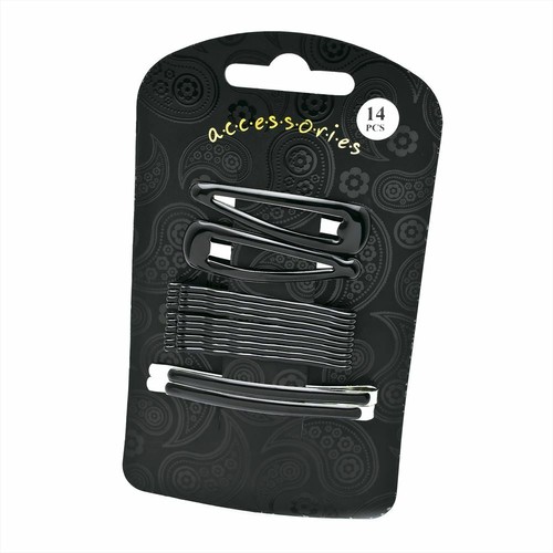 14 épingles à cheveux Clips diapositives Kirby Grips Basic Cheveux Set en noir ou marron