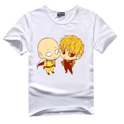 Anime Onepunch-Men Saitama Genos T-shirts Cotton Short Sleeve Tee Summer Tops