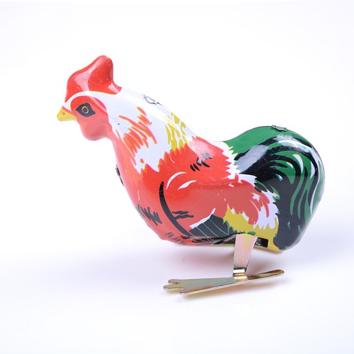 Vintage Wind Up Metal Cock Rooster Animal Clockwork Tin Toy Collectible Gift XS