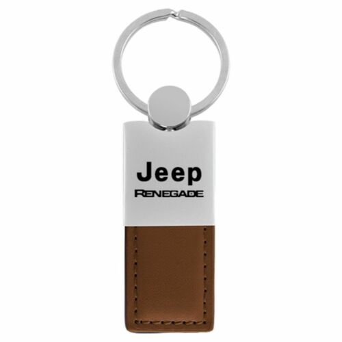 Renegade Key Ring Brown and Chrome Leather Rectangular Keychain