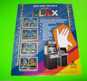 KLAX-By-ATARI-1989-ORIGINAL-NOS-VIDEO-ARCADE-GAME-PROMO-ADVERTISING-SALES-FLYER