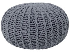 Cotton Knitted Pouffe 50 x 35 cm Grey CONRAD II