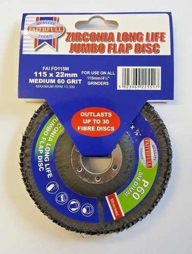 Zircone Long Life Jumbo Flap Disc 60 Grit Moyen pour utiliser 115MM//4.5/" Meules