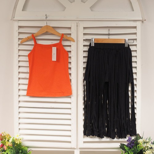 2pcs Toddler Kid Baby Girl T-shirt Tops Fringe Tassel Skirt Dress Clothes Outfit