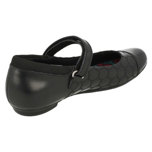 Clarks Girls Bootleg Tizz Whizz Black Leather School Shoes
