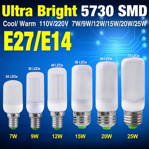 5730 led corn bulb lamp e27 e14 milky cool//warm white 110//220v 7-25w bar light
