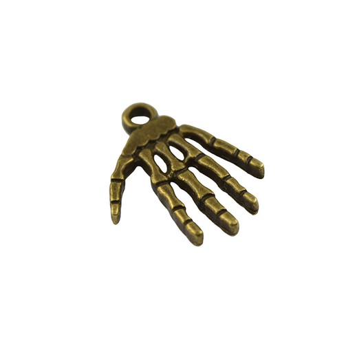 50Pcs Alloy DIY Punk Bronze Halloween Hand Skeleton Shaped Charms Pendants