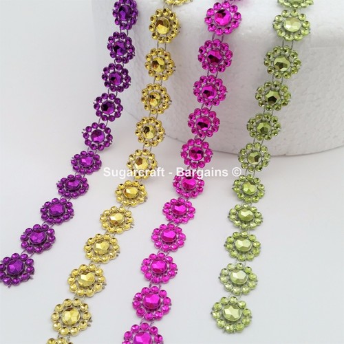 SUNFLOWER Diamante Bling Sparkling Diamond Effect Wedding Cake Craft Trim Ribbon