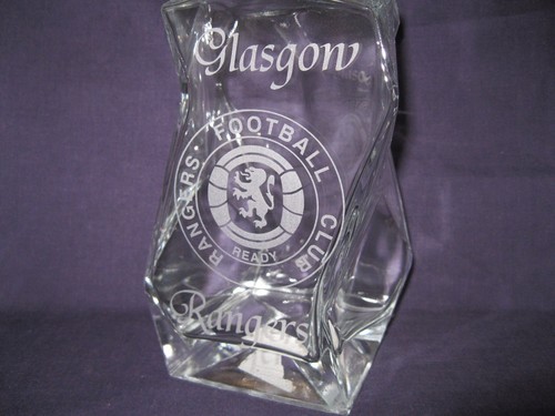 GLASGOW RANGERS Engraved High quality Heavy Glass decanter.