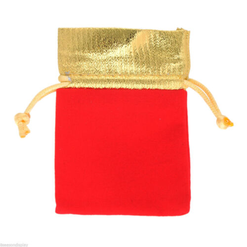 10 Gold Trim Velvet Bags Jewelry Wedding Party Favors Gifts Drawstring Pouches 