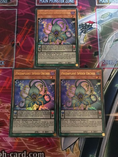 NM Yu-Gi-Oh 3x Ultra Rare Predaplant Spider Orchid 1st Edition DUPO-EN035