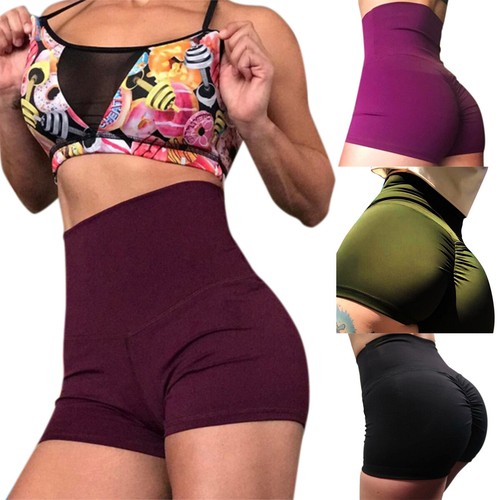 UK Ladies Butt Lift Yoga Shorts Sports High Waist Hot Pants Scrunch Women Shorts