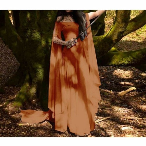 2019 Medieval Women Off Shoulder Dress Fantasy Long Sleeve Dress Cosplay Costume